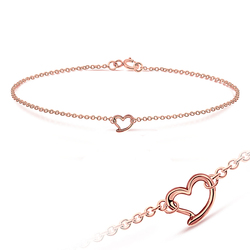 Cutie Heart Rose Gold Plated Silver Anklet ANK-108-RO-GP